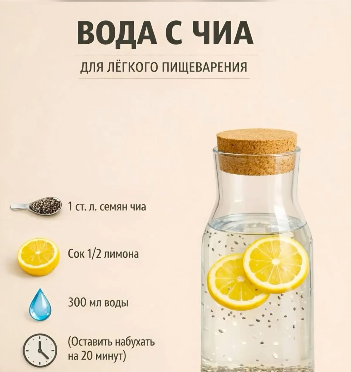 Утренняя детокс-вода с чиа🍋