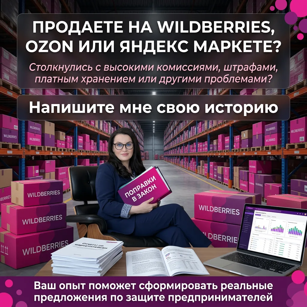❗ Продавцы Wildberries, Ozon, Яндекс Маркета, нужна ваша помощь!
Я получила ответ от «ОПОРЫ РОССИИ» 