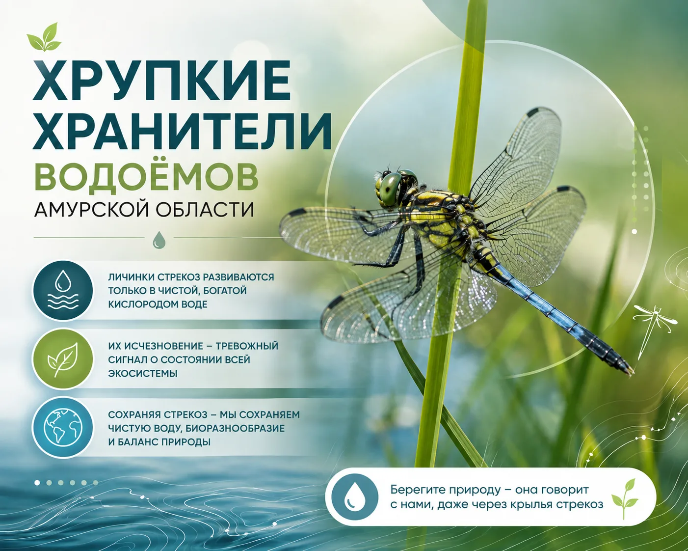 Хрупкие хранители водоёмов Амурской области

Стрекозы – больше, чем просто изящные «вертолёты» над в