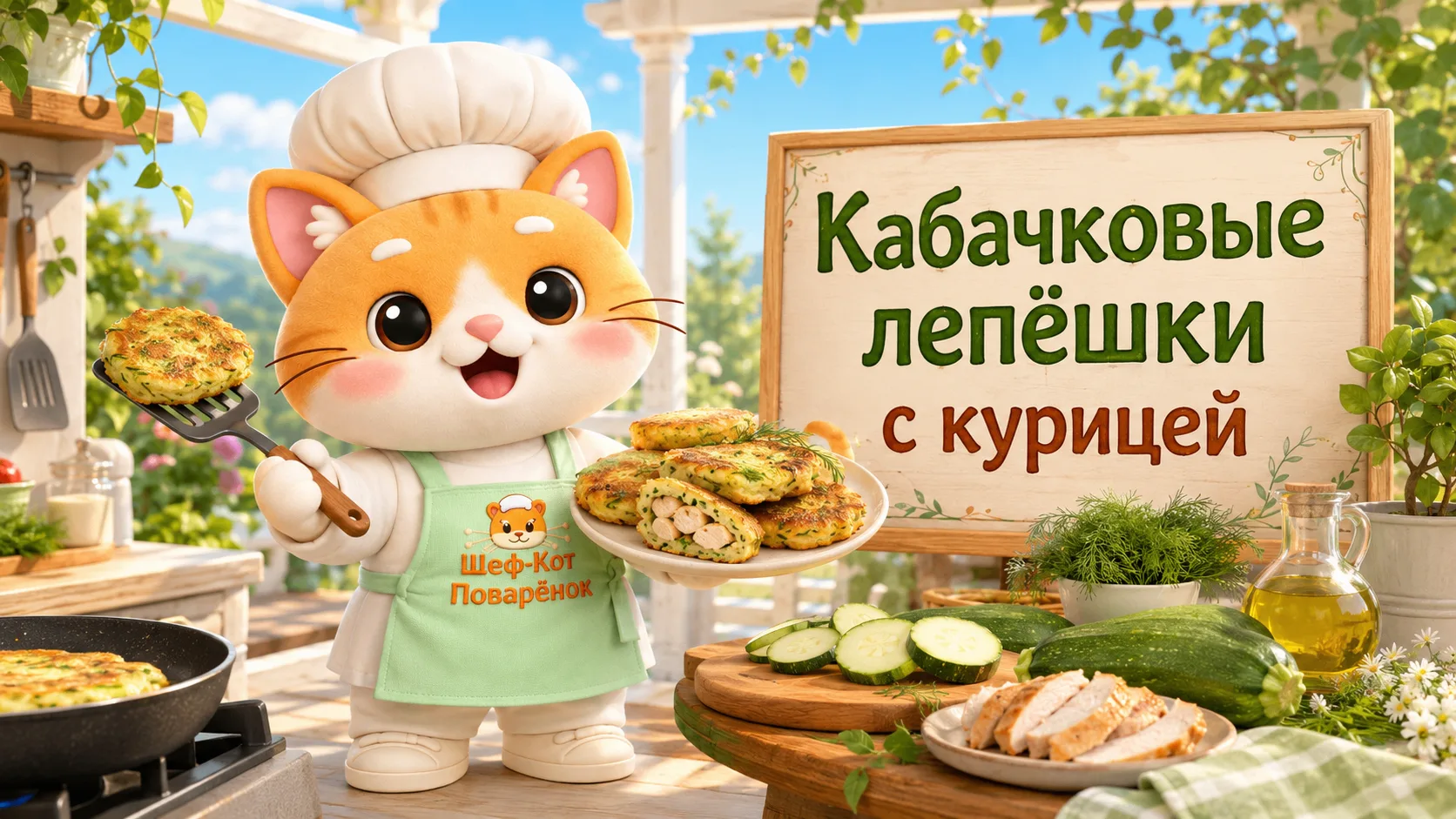 🥙 ПП-ужин от Шеф-Кота: кабачковые лепёшки с курицей