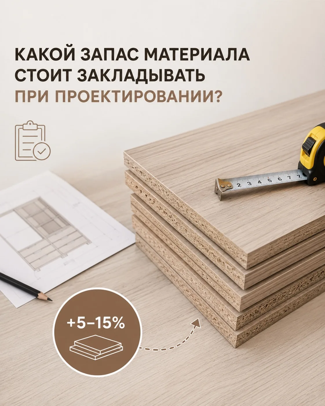 📐 Какой запас материала стоит закладывать при самостоятельном проектировании мебели?