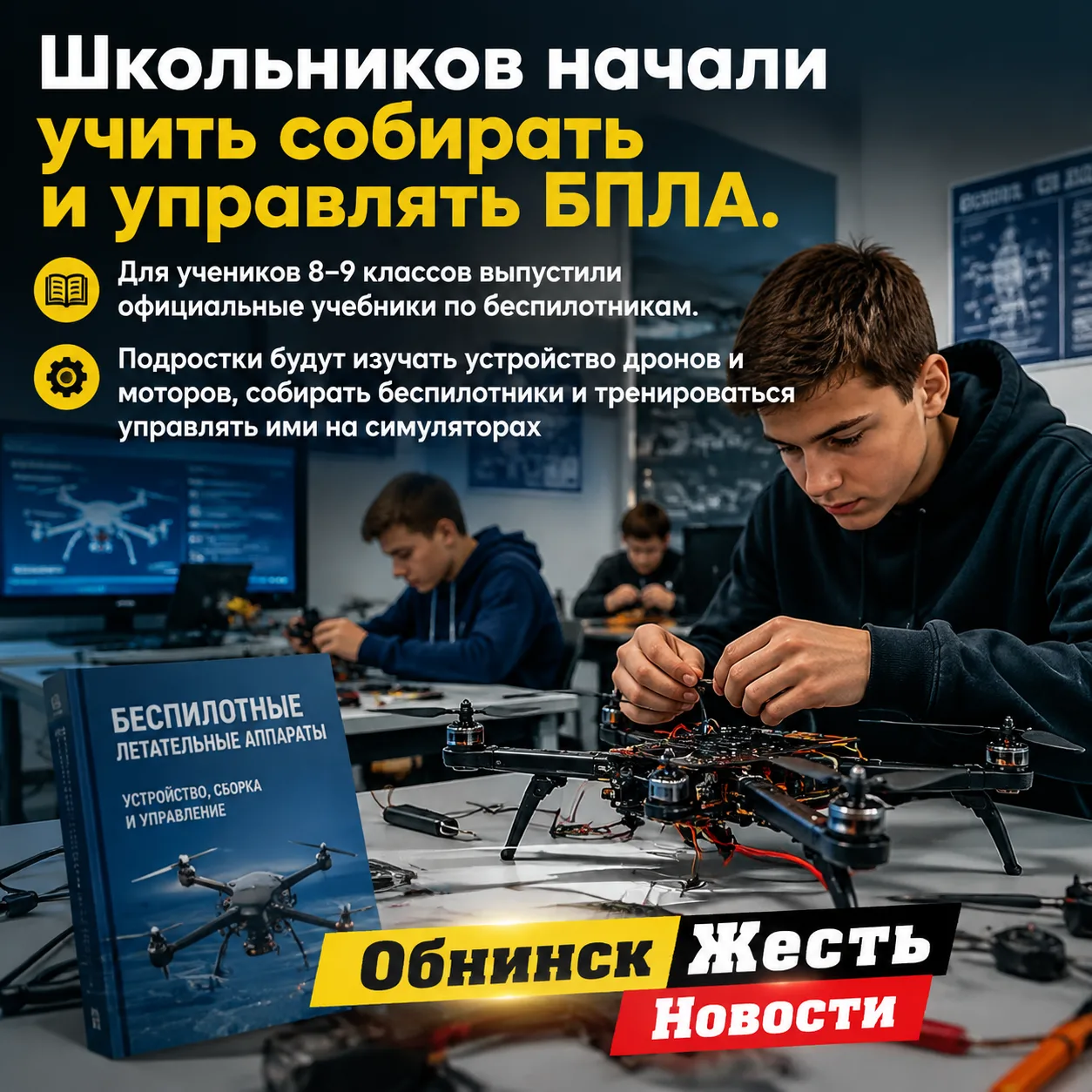 ‼️Школьников начали учить собирать и управлять БПЛА.