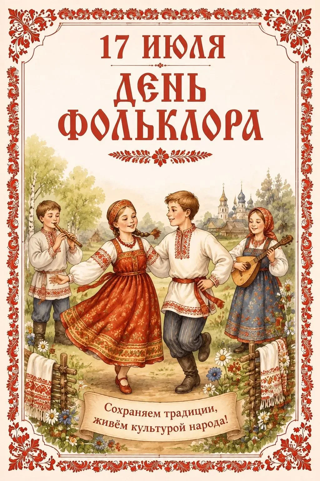 🎉 Сегодня, 17 июля, мы отмечаем ЕДИНЫЙ ДЕНЬ ФОЛЬКЛОРА! 🇷🇺

🍃 Этот день — не просто дата в календ