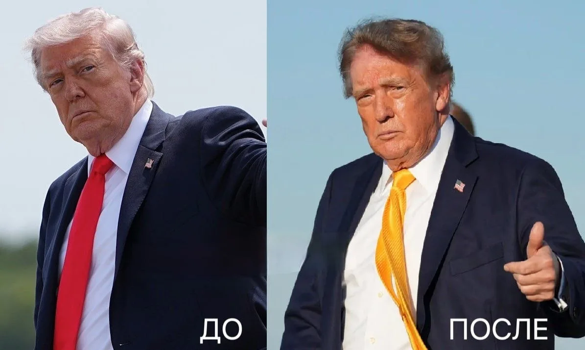 Трамп сменил имидж — его волосы стали заметно темнее и приобрели каштановый оттенок, пи...