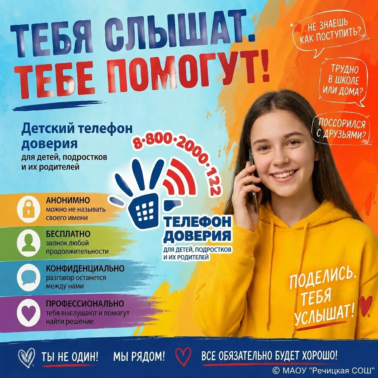 ТЕЛЕФОН ДОВЕРИЯ ДЛЯ ДЕТЕЙ И РОДИТЕЛЕЙ