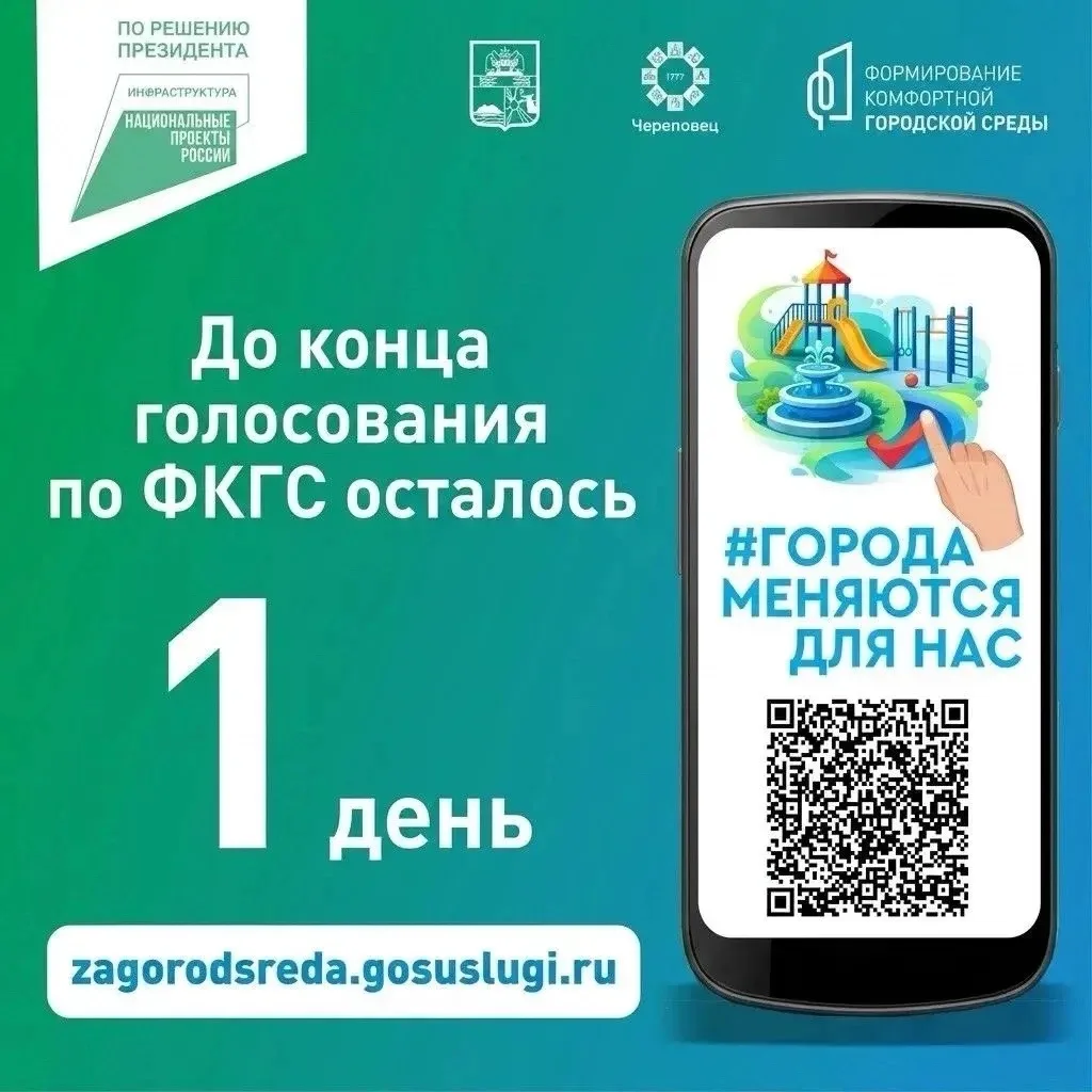 ❗️1 день до окончания голосования по федеральному проекту "Формирование комфортной городской среды"
