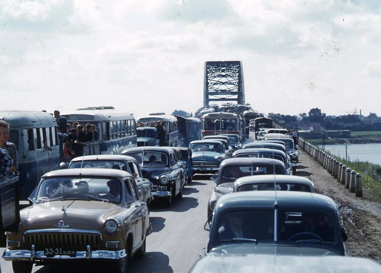 Пробка на мосту через канал имени Москвы, Ленинградское шоссе, 1961