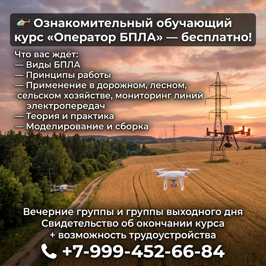 Ознакомительный обучающий курс «Оператор БПЛА» (бесплатно)

Приглашаем на курс, где вы познакомитесь
