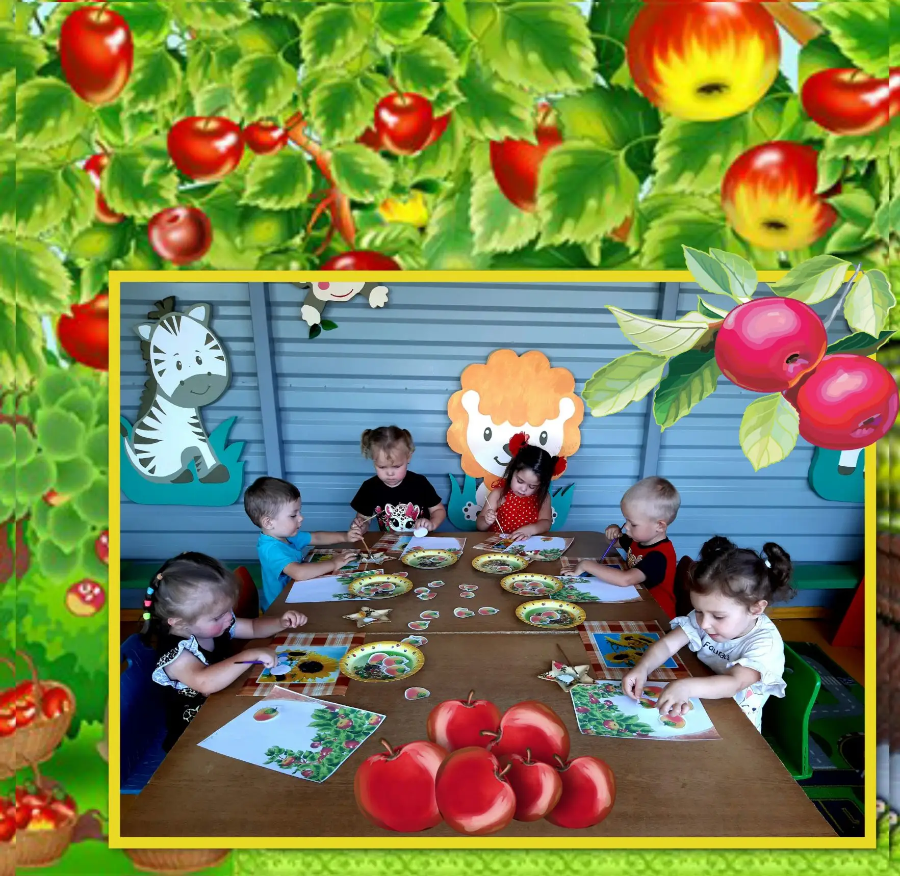 🍎🍯 В день Яблочного Спаса дети сделали румяные яблочки в технике аппликации.