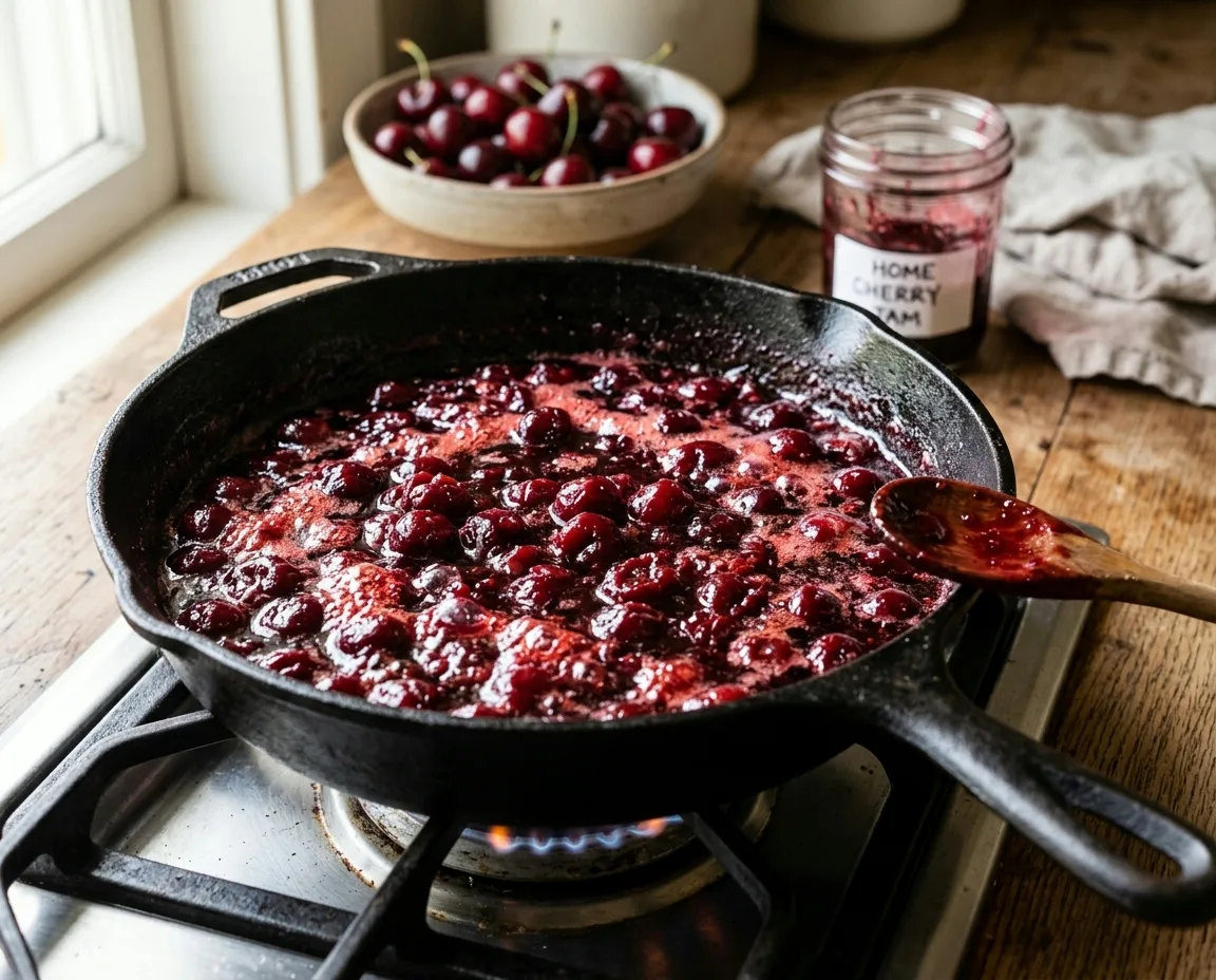 🍒 ВАРЕНЬЕ ИЗ ВИШНИ НА СКОВОРОДЕ — БЫСТРО, ПРОСТО, ВКУСНО!
Этот рецепт я открыла для себя недавно, н