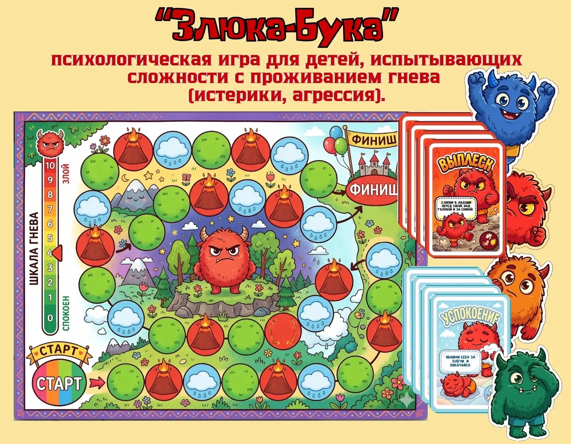 «Злюка-Бука»
настольная психологическая игра для детей, испытывающих сложности с проживанием гнева (