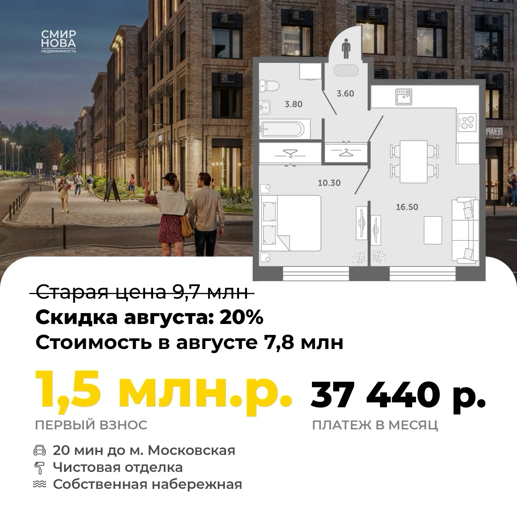 🔥 Минус 20% от стоимости квартиры. И здесь это действительно полноценная скидка