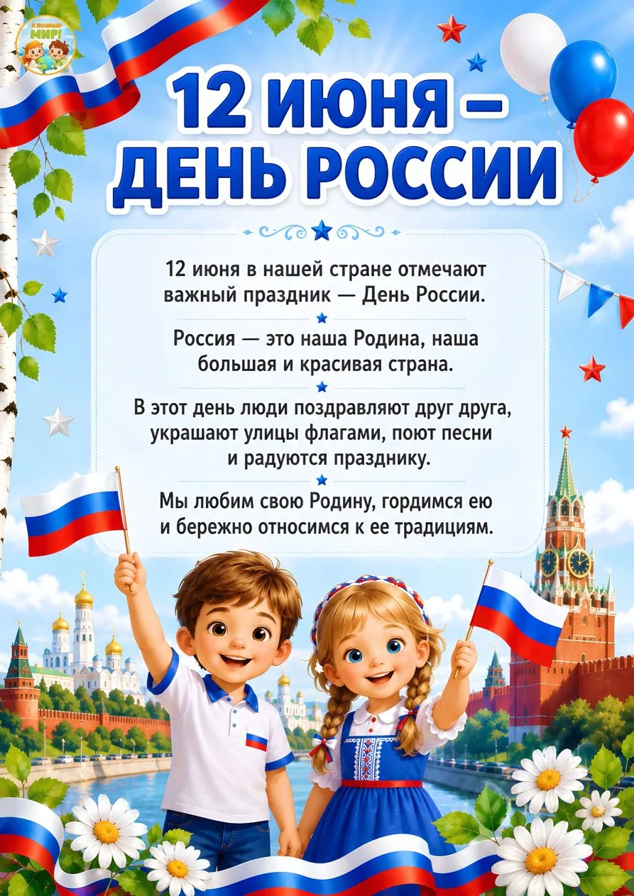 🇷🇺🇷🇺🇷🇺🇷🇺🇷🇺
Дорогие родители! Поздравляем вас с Днём России! Желаем, чтобы в ваших семьях в