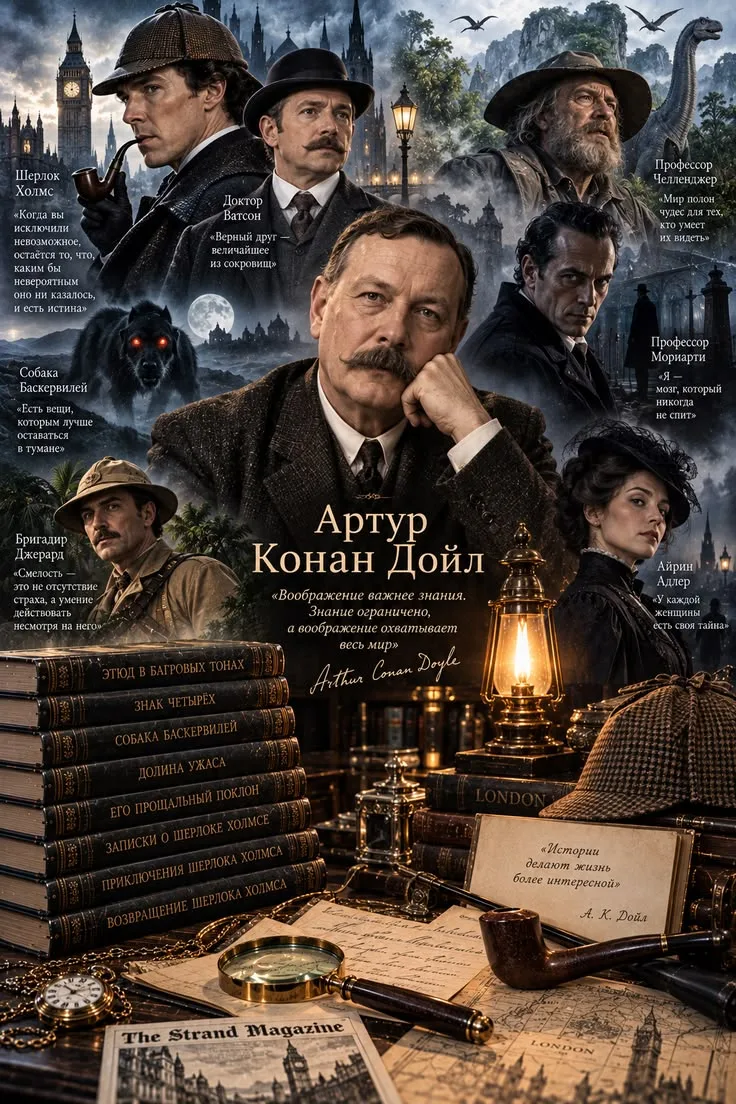 📚Артур Конан Дойл — английский писатель 📖 и врач, один из самых известных авторов дет...