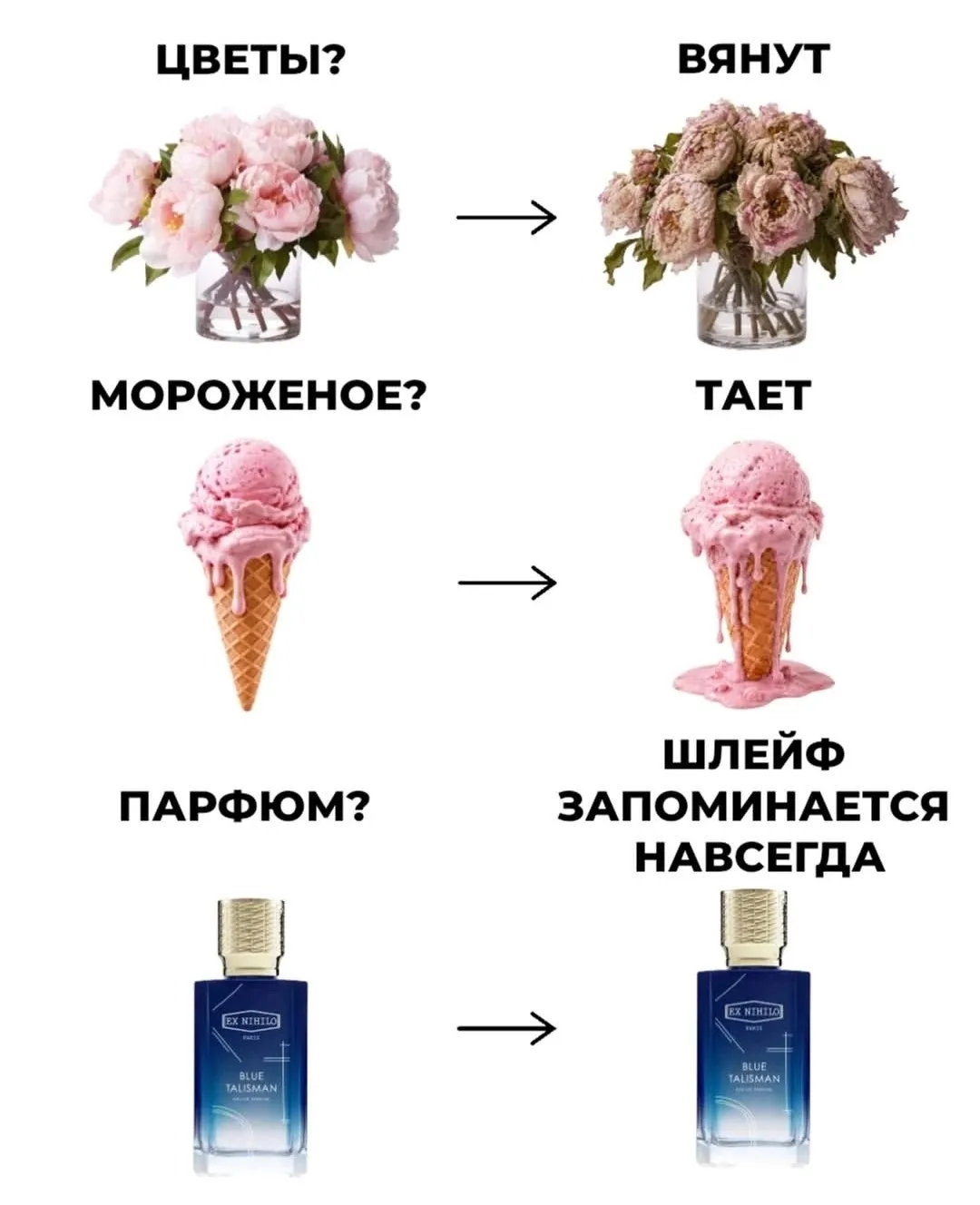 Цветы вянут. Мороженое тает. Этот шлейф — остаётся навсегда.