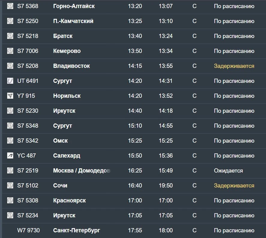 Самолеты опаздывают с прилетом в Новосибирск.