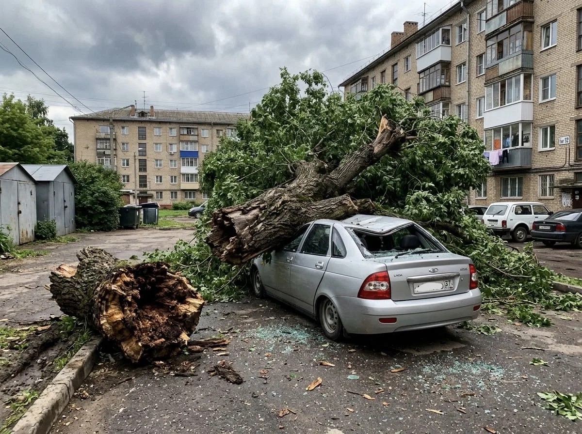 🌳 Гнилое дерево упало на «Ладу»