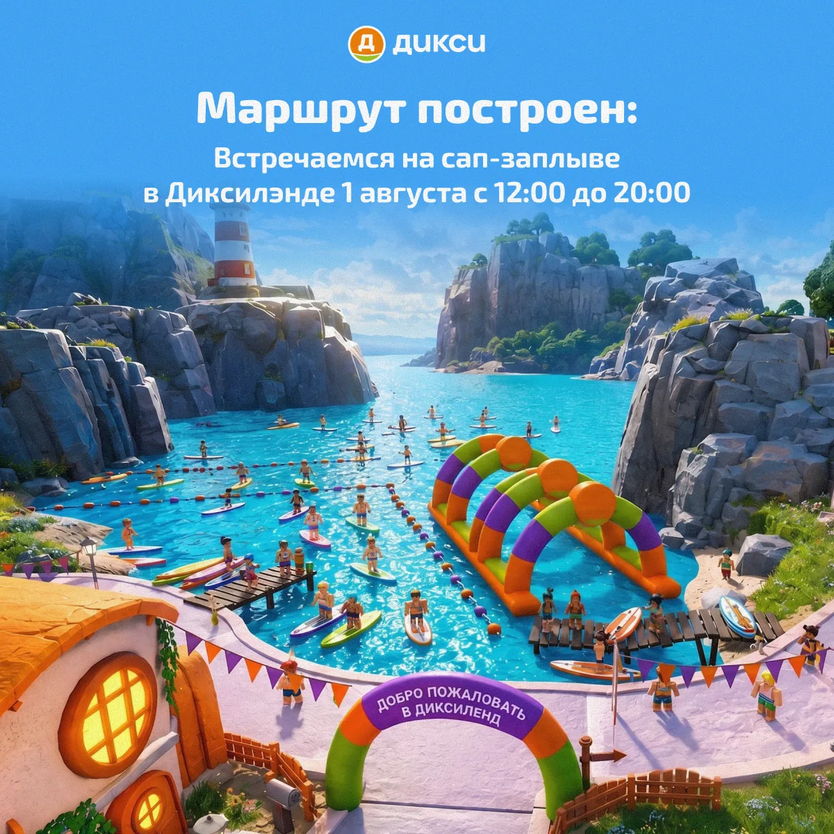 Умеешь плавать? 🌊 Проверим 1 августа! 

С 12:00 до 20:00 в мире Диксилэнд в «Роблокс» пройдет онл