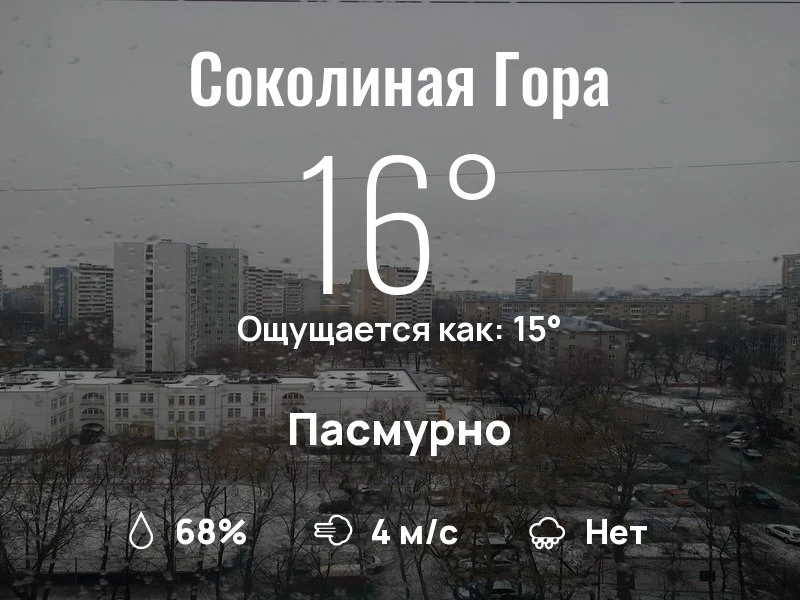 Что с погодой в районе Соколиной Горы?