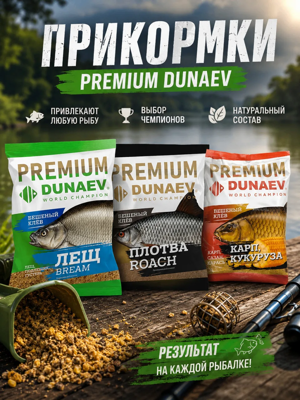 ⚡️ Поймай больше — с прикормками Premium Dunaev!

Когда каждая поклёвка имеет значение, важно выбрат
