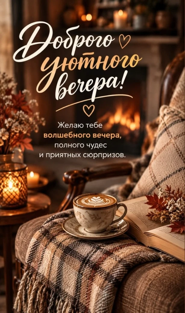 Пусть этот вечер соберёт всё хорошее, что было за день, и подарит немного тишины.