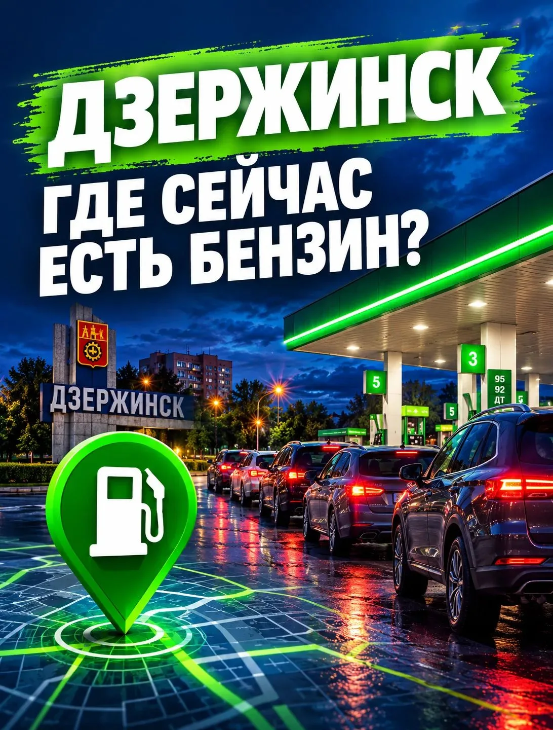 Оперативная сводки по наличию бензина на АЗС Дзержинска.