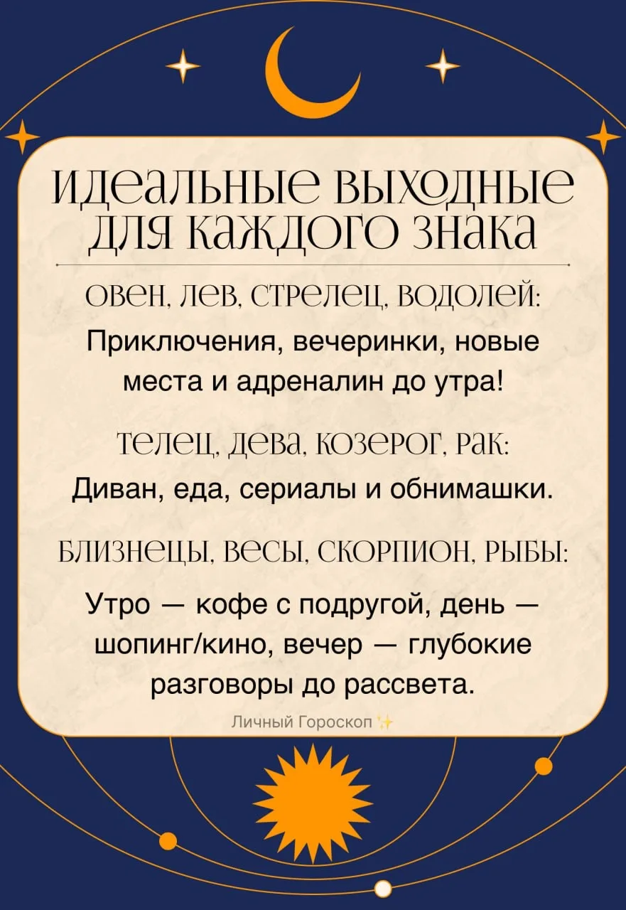 Идеальные выходные для каждого знака