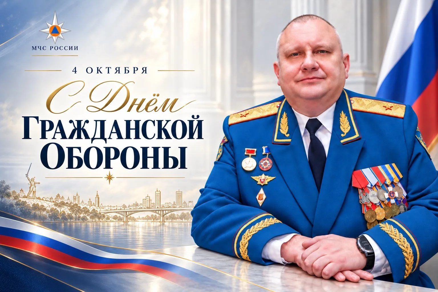 Поздравление начальника ГУ МЧС России по Волгоградской области Ивана Павленко с Днём гр...