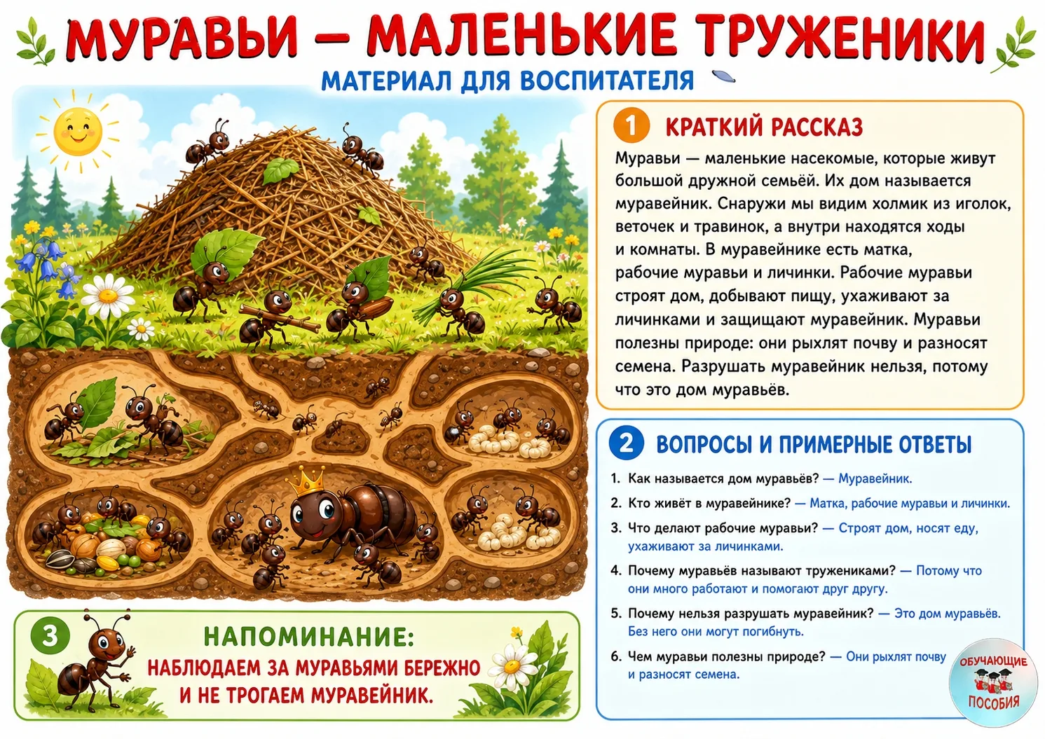 Родители, поговорите с детьми о муравьях! 
🐜Часто мы проходим мимо них, едва замечая. А ведь под на