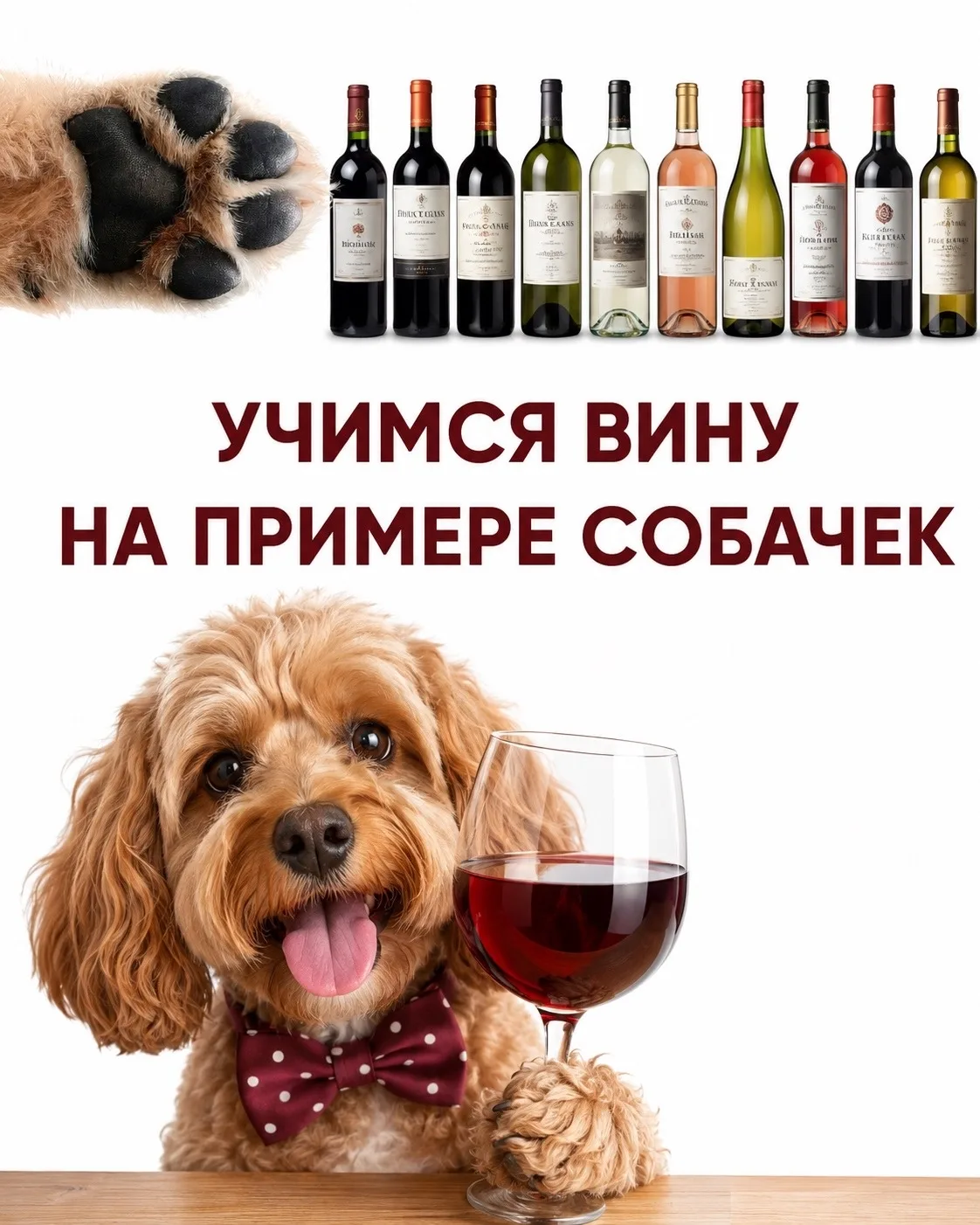 УЧИТЬСЯ ВИНУ НА СОБАЧКАХ — КРУТО! 
А выбирать отличные вина в сетевых магазинах у дома стало еще про