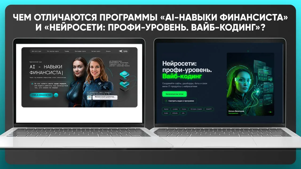 Чем отличаются программы «AI-навыки финансиста» и «Нейросети: профи-уровень. Вайб-кодинг»?

Коллеги,