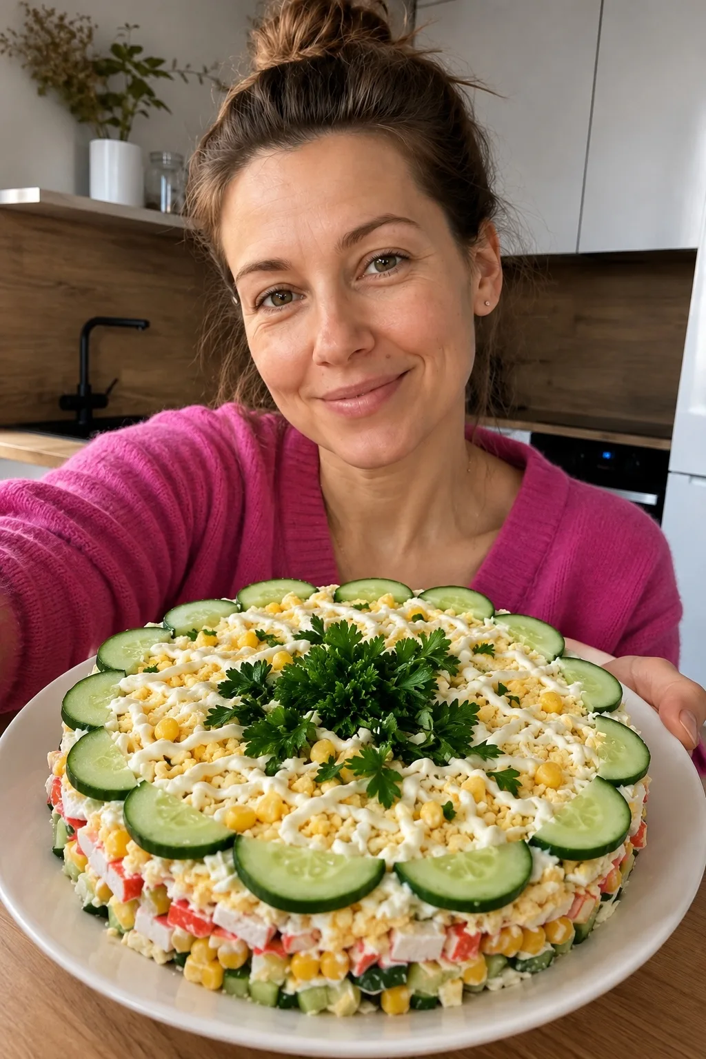 🥗 Салат с крабовыми палочками, огурцом и кукурузой