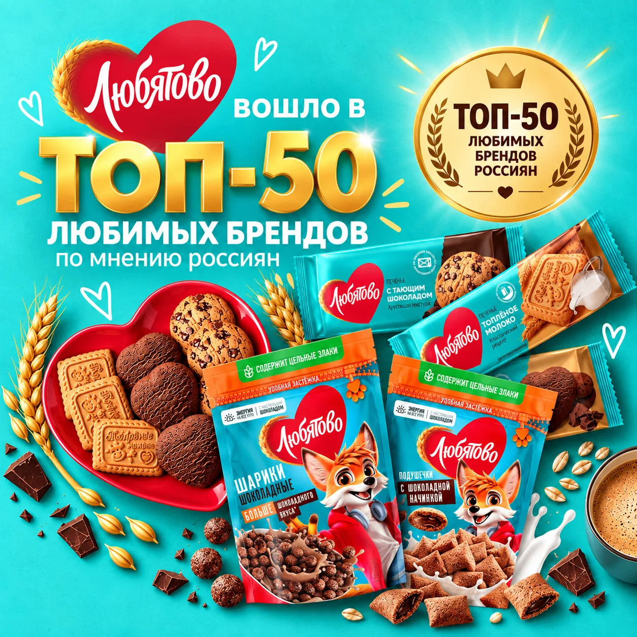 Бренд «Любятово» официально вошёл в топ-50 любимых брендов россиян в 2026 году!