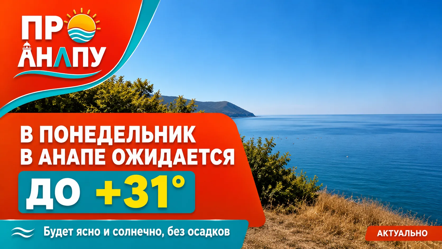В понедельник в Анапе ожидается до +31°
