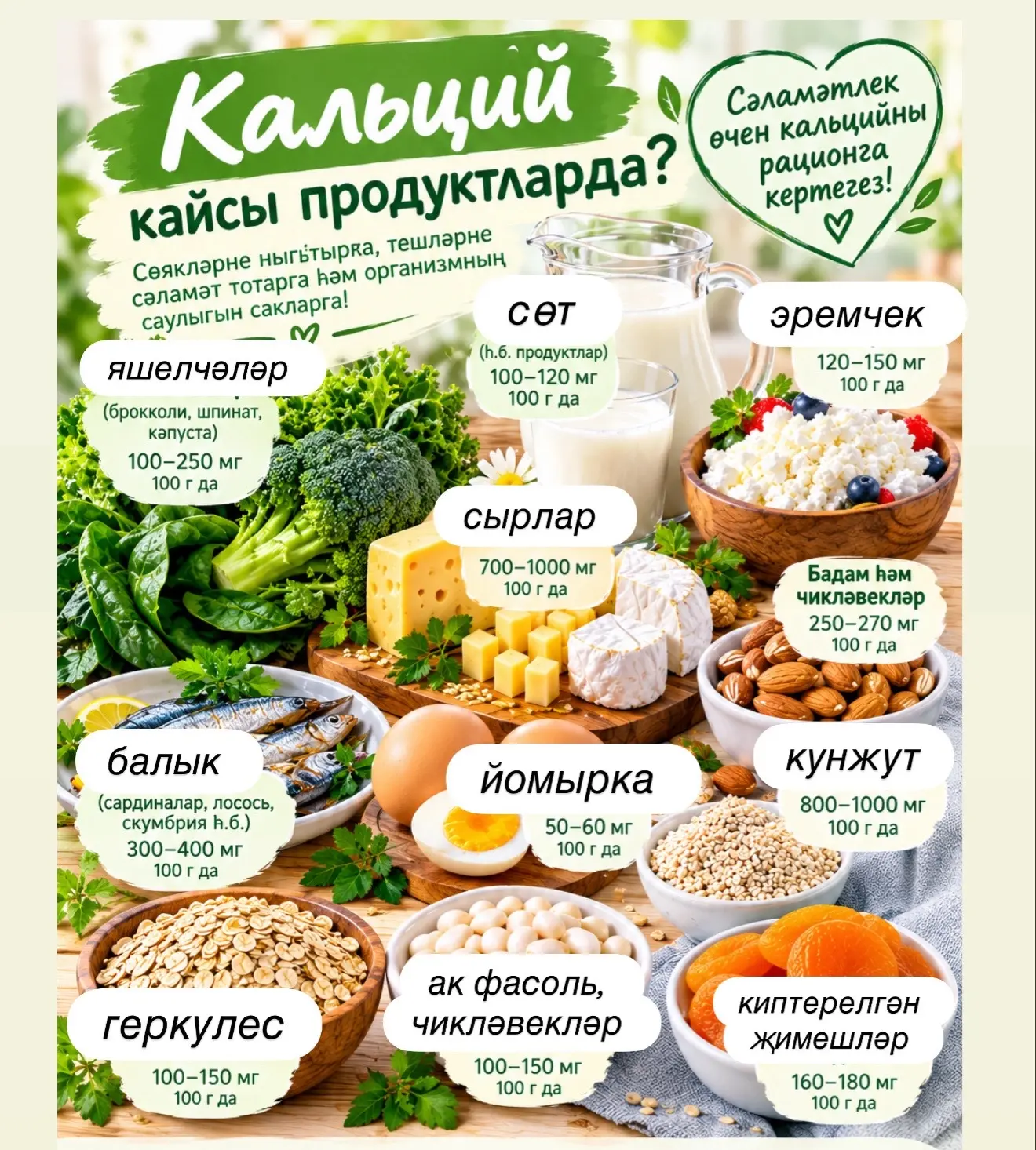 ⚡️ КАЛЬЦИЙ. НИ ӨЧЕН КИРӘК? КАЙДА БАР? 🙌