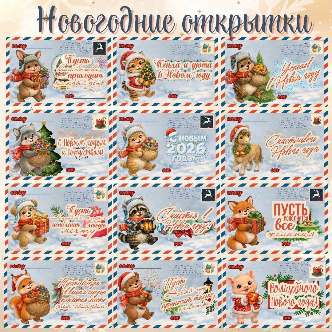 🎆НОВОГОДНИЕ ОТКРЫТКИ🎆  В комплекте 12 штук открыток на Новый год🎇  --- Было полезно для вас? ❤👍🔥  --