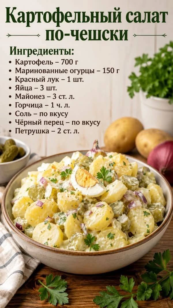 🥔 Картофельный салат по-чешски 🇨🇿