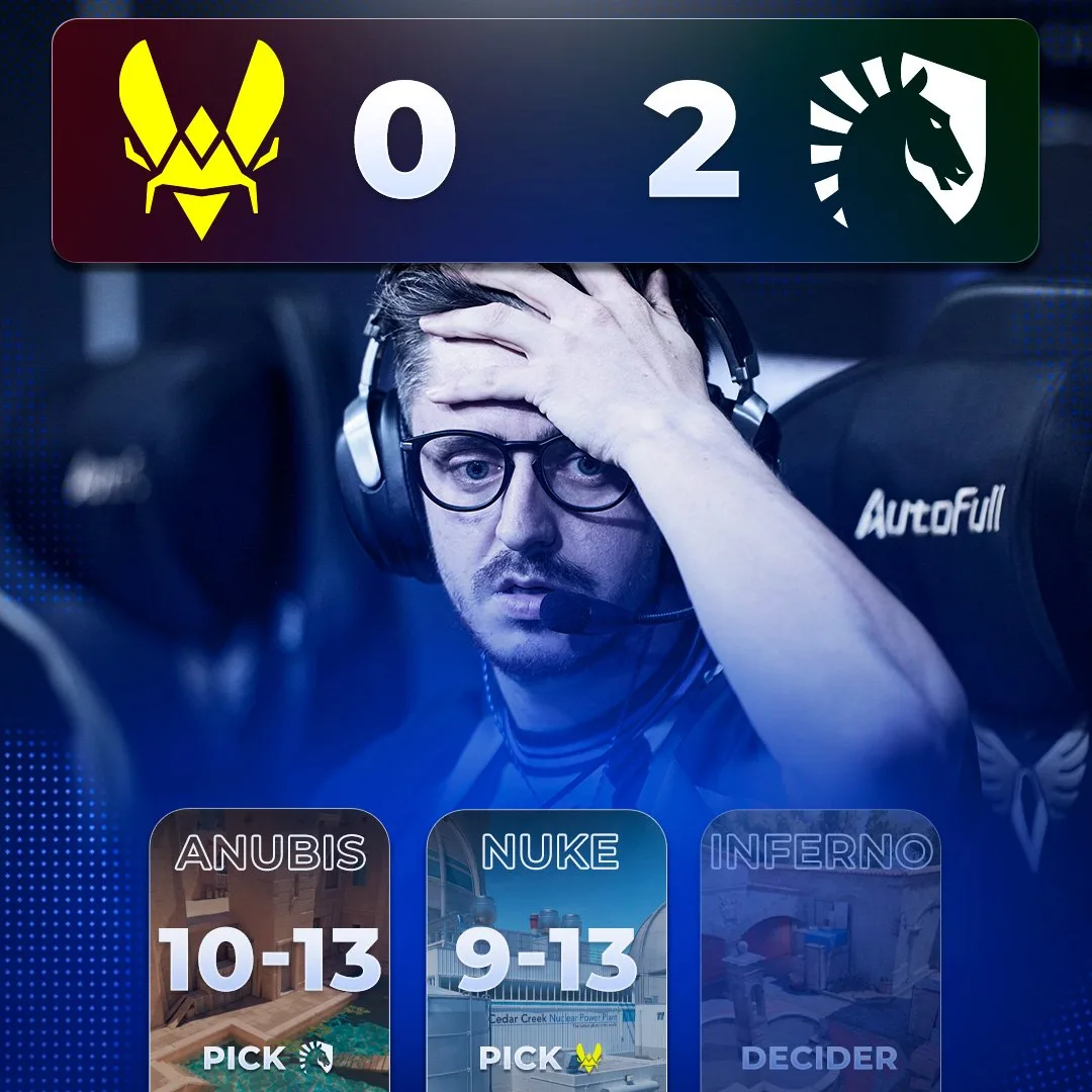 ❗️🇪🇺 VITALITY ВЫЛЕТАЮТ С BLAST BOUNTY S2 — ZywOo & co не справились против ТОП-31 мира.

невероятн