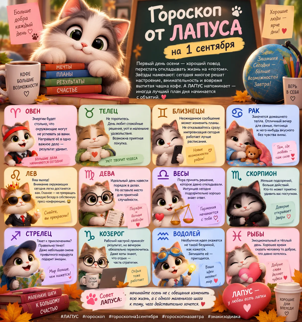 🔮 Гороскоп от ЛАПУСА на 1 сентября