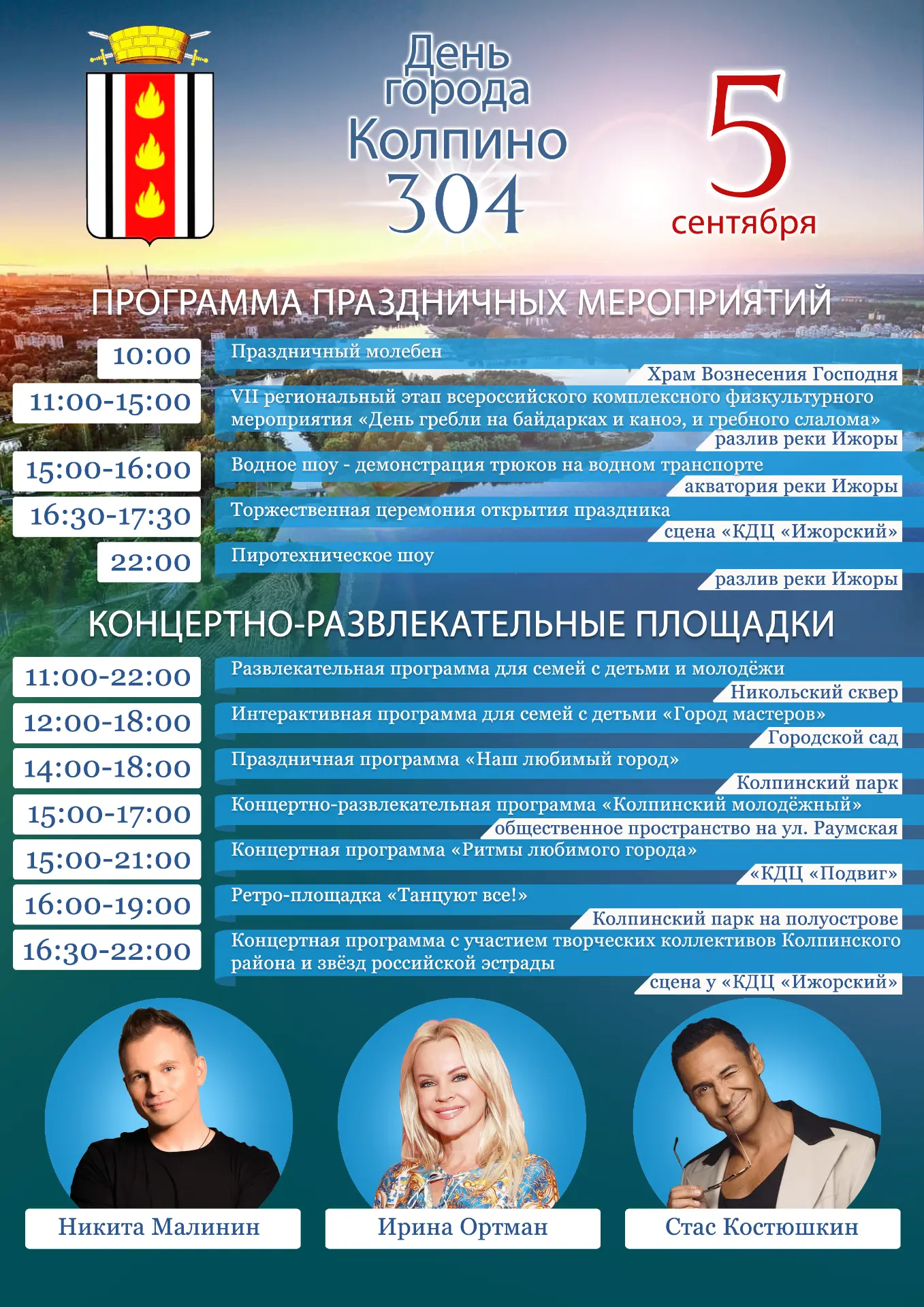 5 сентября Колпино отметит 304-й День рождения