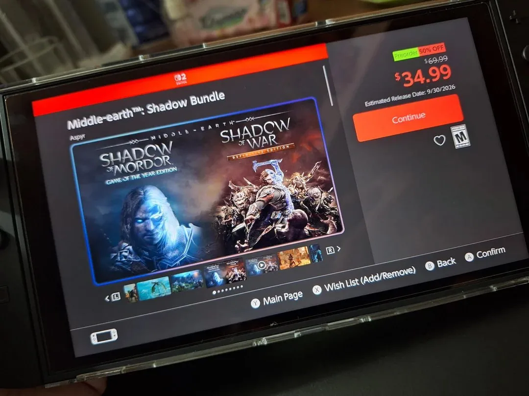 СЛУХ: дилогия Middle Earth: Shadow выйдет 30 сентября на Nintendo Switch 2