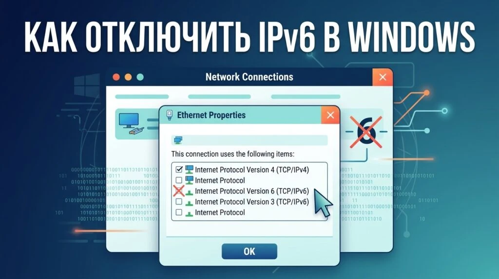 🪟 Как отключить IPv6 в Windows
