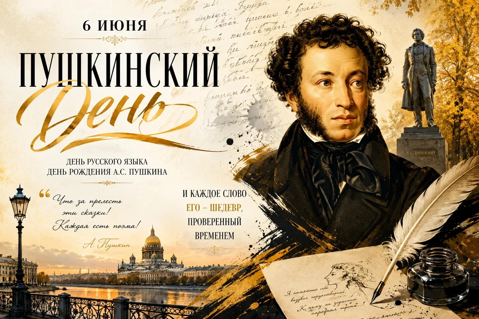 6 июня мы отмечаем День рождения Александра Сергеевича Пушкина - поэта, чьё слово стало...