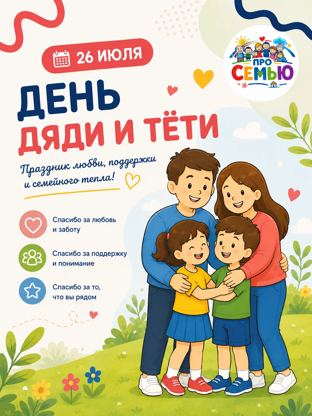 🎊 С Днём дяди и тёти!

Какие они – ваши дядя и тётя? Душевные люди, которые всегда накормят, развес