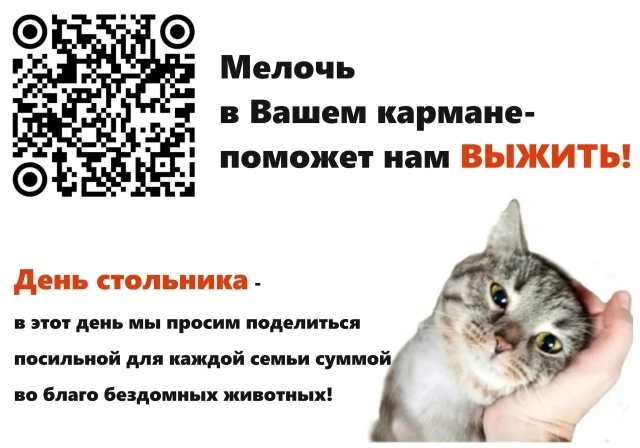 День стольника - день Надежды! 
Мы обращаемся к каждому из вас! Даже 20,50,100 рублей помогут хвости