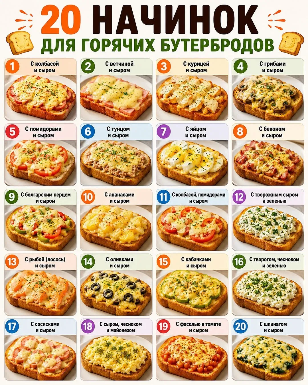 🥪 Начинки для горячих бутербродов