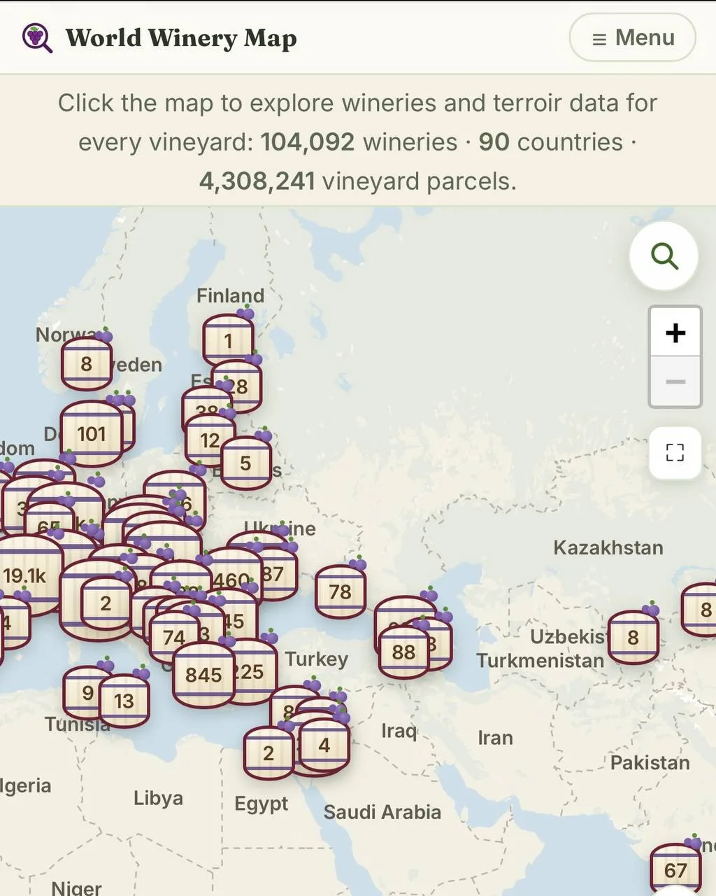 Наконец и у меня дошли руки до этой интерактивной штучки — World Winery Map.