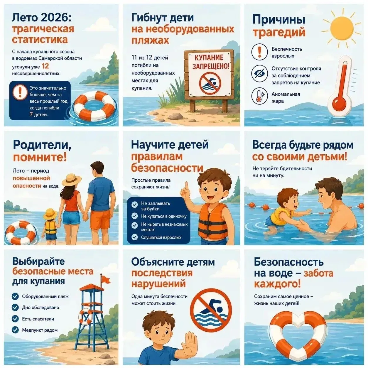 ☀️ Лето, солнце, отдых у воды… Но именно в этот период особенно важно помнить о безопасности детей.
