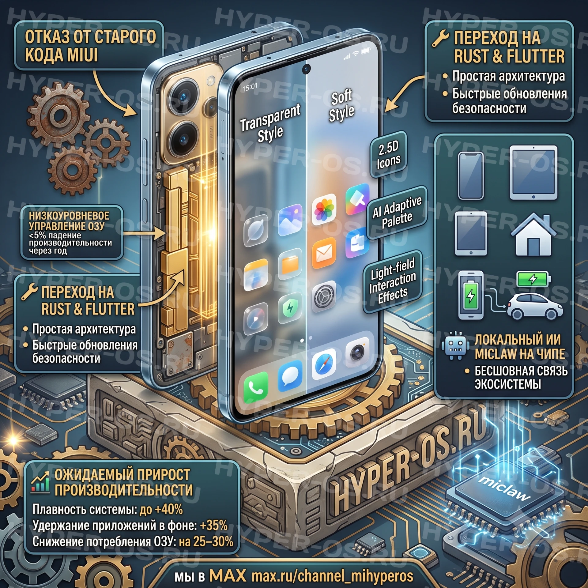 🚀 HyperOS 4: переход на Rust, чистка legacy MIUI и концепция Liquid Glass