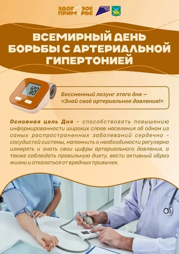 С 11 по 17 мая в Приморском крае проходит Неделя борьбы с артериальной гипертонией🩸